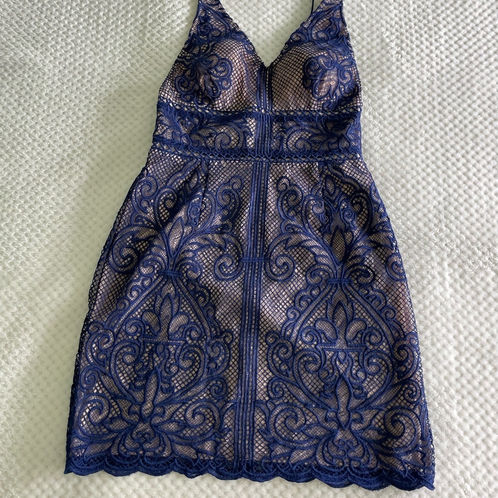 Navy lace formal dress